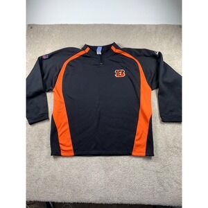 Cincinnati Bengals Sweatshirt Mens 2XL Black Orange Reebok NFL Embroidered Logo